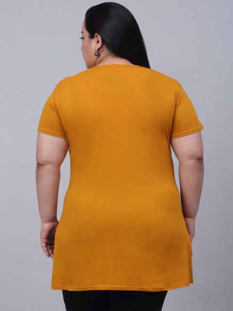 Trend Level Plus Size Typography Printed Pure Cotton Longline T-shirt - Image 4