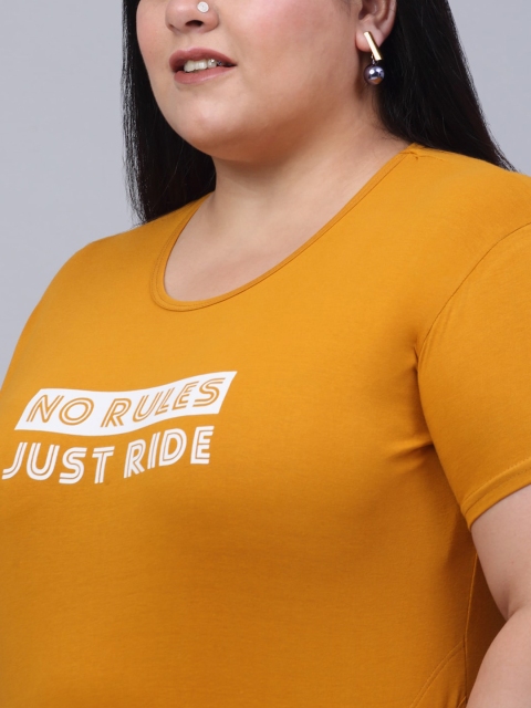 Trend Level Plus Size Typography Printed Pure Cotton Longline T-shirt - Image 2