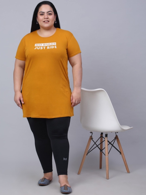 Trend Level Plus Size Typography Printed Pure Cotton Longline T-shirt - Image 5