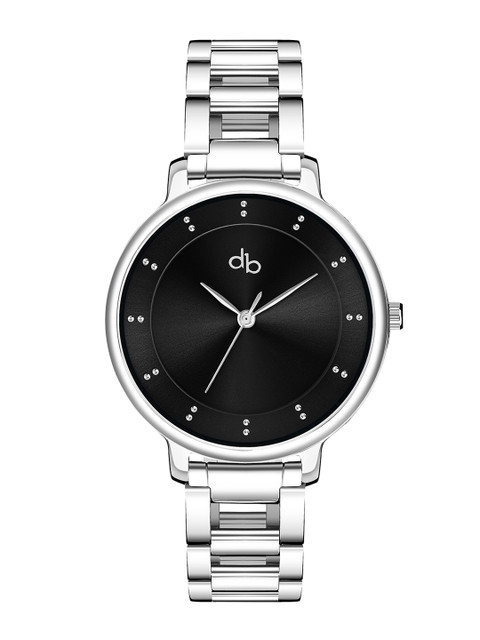 DressBerry Women Black Embellished Dial Stainless Steel Straps Analogue Watch-DB-007-Black
