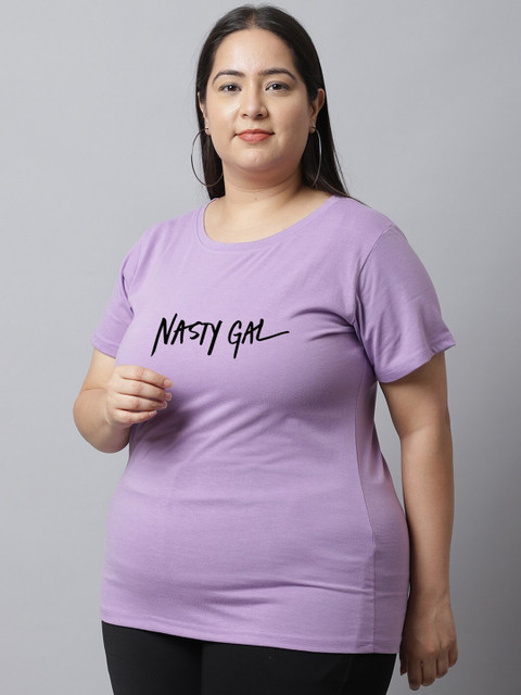 UnaOne Plus Size Typography Printed Pure Cotton T-shirt - Image 4