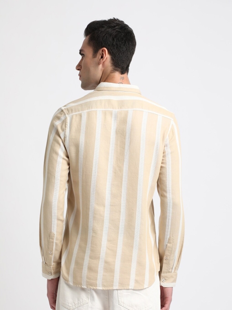 THE BEAR HOUSE Pure Cotton Slim Fit Striped Casual Shirt - Image 4