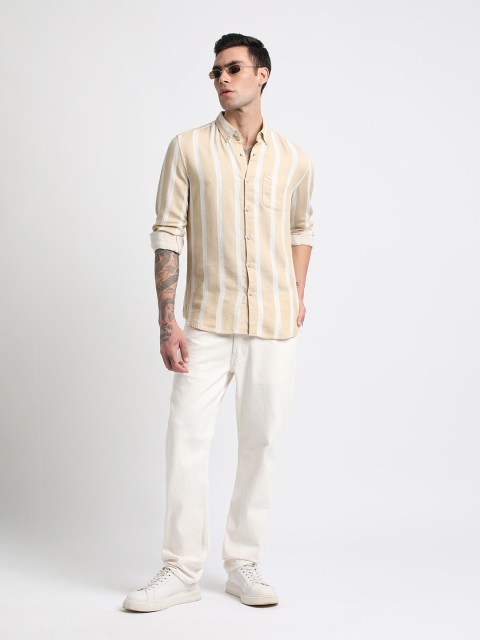 THE BEAR HOUSE Pure Cotton Slim Fit Striped Casual Shirt - Image 5