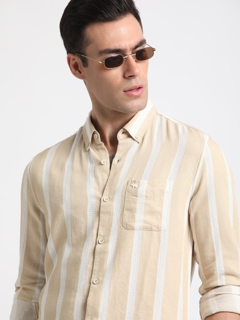 THE BEAR HOUSE Pure Cotton Slim Fit Striped Casual Shirt - Image 6