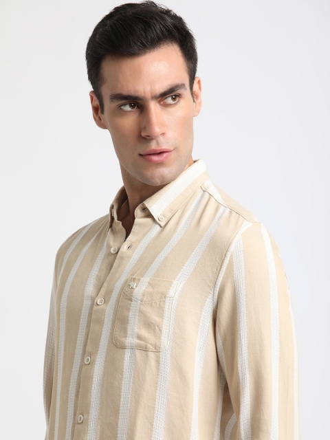 THE BEAR HOUSE Pure Cotton Slim Fit Striped Casual Shirt - Image 2