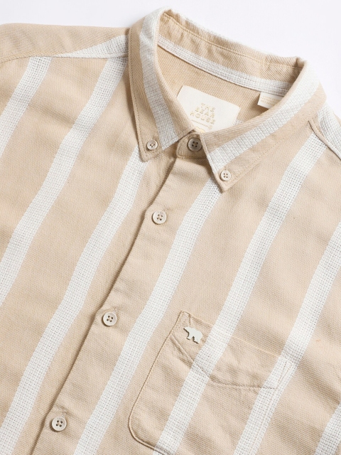 THE BEAR HOUSE Pure Cotton Slim Fit Striped Casual Shirt - Image 7