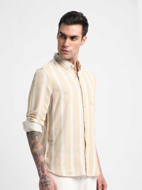 THE BEAR HOUSE Pure Cotton Slim Fit Striped Casual Shirt - Image 3