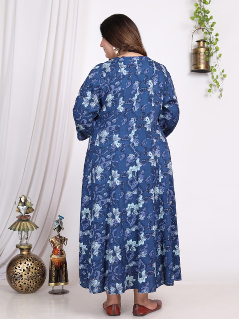 Swasti Plus Size Floral Print Midi A-Line Dress - Image 5