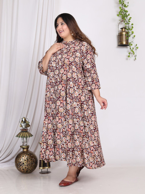 Swasti Plus Size Floral Print Midi A-Line Dress - Image 4