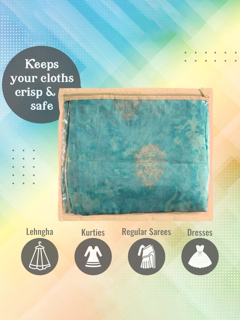 Kuber Industries 12 Pcs Beige Foldable Wardrobe Single Saree Cover Clothes Organizer - Image 4
