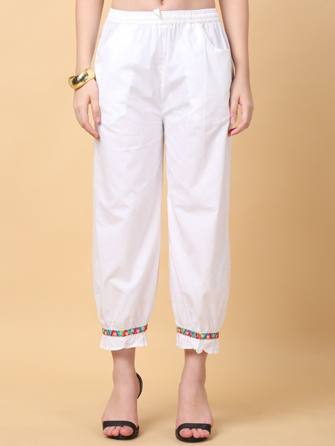 Laado - Pamper Yourself Women Embroidered Mid Rise Loose Fit Pure Cotton Salwar