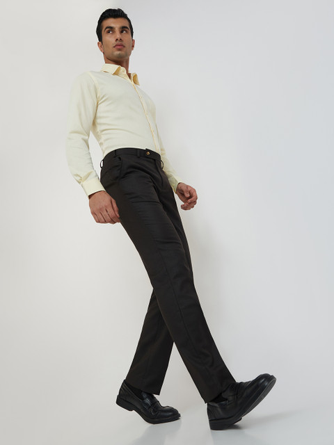 Park Avenue Men Checked Smart Fit Formal Trousers - Image 5