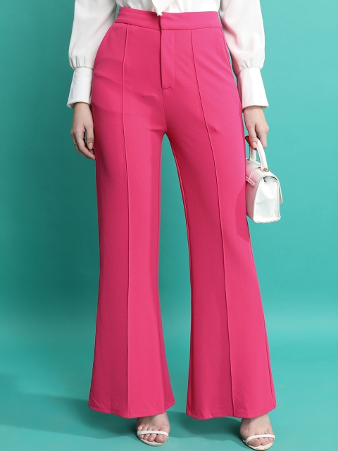 KETCH Women Flared High-Rise Bootcut Trousers