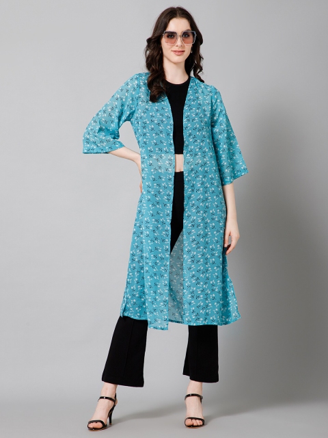 PURYS Floral Printed Longline Open Front Shrug - Image 6
