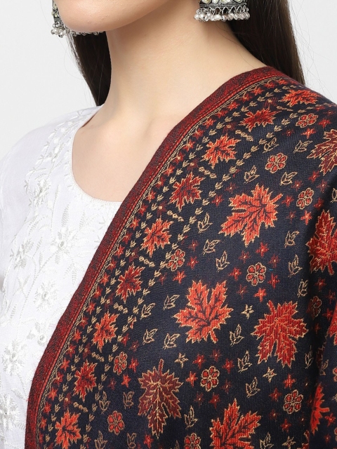WEAVERS VILLA Floral Woven Design Shawl - Image 2
