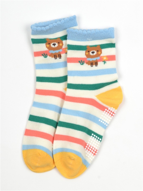 FOOTPRINT 6 Pairs Infant Kids Unisex Multi-Colored Ankle-Length Assorted Antiskid Cotton Socks - Image 6