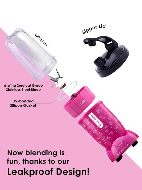 Wonderchef Nutri-blend GO Pink Juicer 400 Watt 500 Ml - Image 4