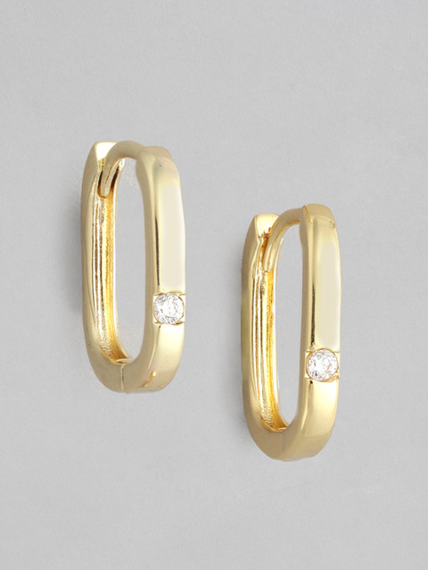 Carlton London Women Gold-Plated CZ Studded Hoop Earrings - Image 2