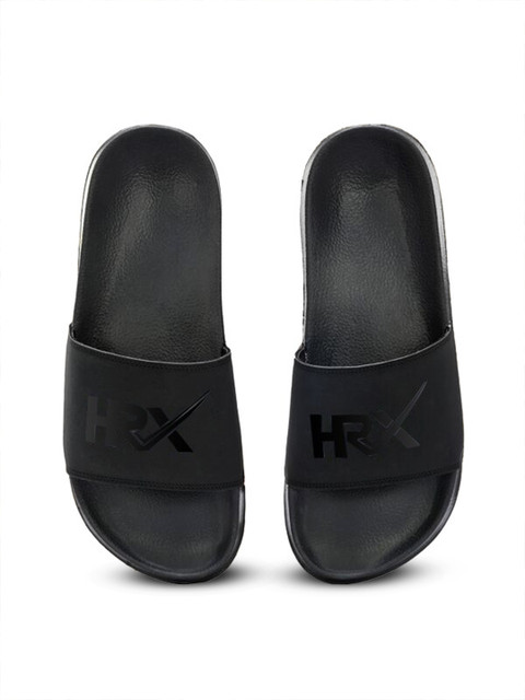 HRX by Hrithik Roshan Men Black Printed Sliders - Image 2
