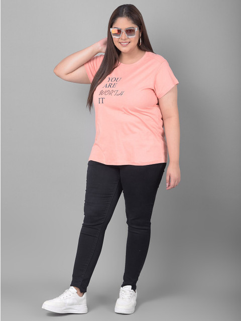 Club York Plus Size Typography Printed Round Neck Shirt Sleeves T-shirt - Image 7