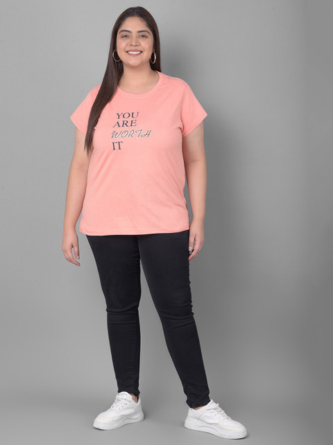 Club York Plus Size Typography Printed Round Neck Shirt Sleeves T-shirt - Image 6