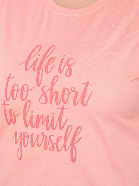 Club York Plus Size Typography Printed Round Neck Shirt Sleeves T-shirt - Image 2