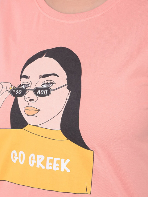 Club York Plus Size Graphic Printed Round Neck Shirt Sleeves T-shirt - Image 2