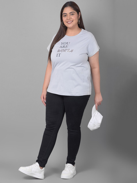 Club York Plus Size Typography Printed Cotton T-shirt - Image 7