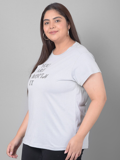 Club York Plus Size Typography Printed Cotton T-shirt - Image 4
