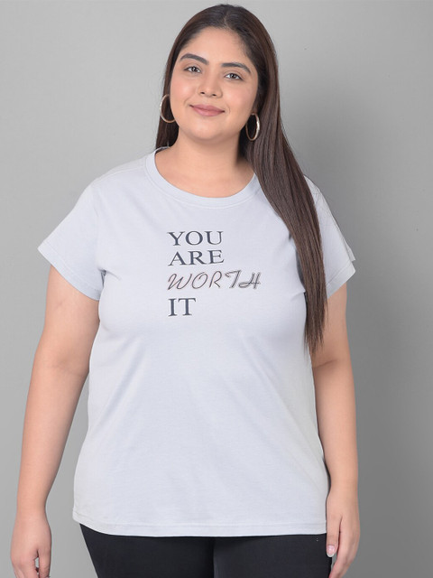 Club York Plus Size Typography Printed Cotton T-shirt