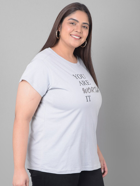 Club York Plus Size Typography Printed Cotton T-shirt - Image 3