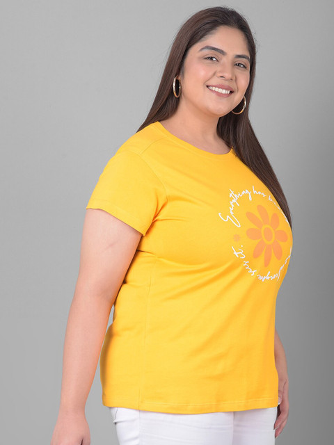 Club York Plus Size Typography Printed Cotton T-shirt - Image 3