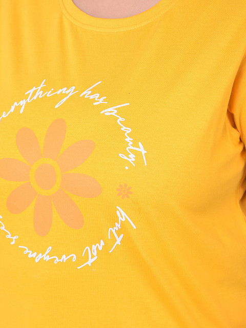 Club York Plus Size Typography Printed Cotton T-shirt - Image 2