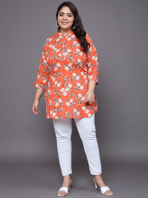 Tissu Plus Size Floral Printed Pure Cotton Kurti - Image 6