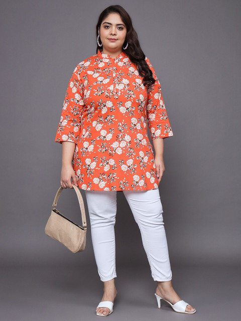 Tissu Plus Size Floral Printed Pure Cotton Kurti - Image 7