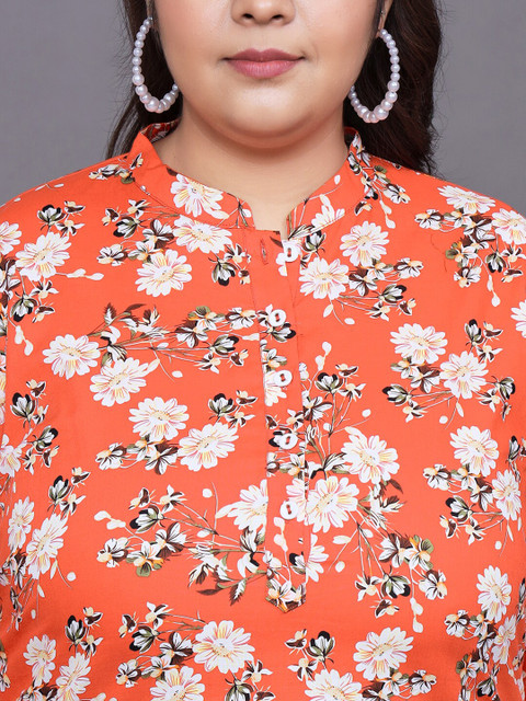 Tissu Plus Size Floral Printed Pure Cotton Kurti - Image 2