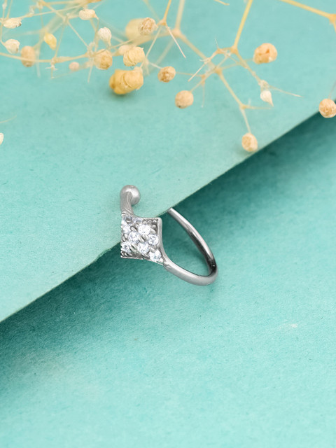 GIVA Silver-Plated CZ Studded Nosepin