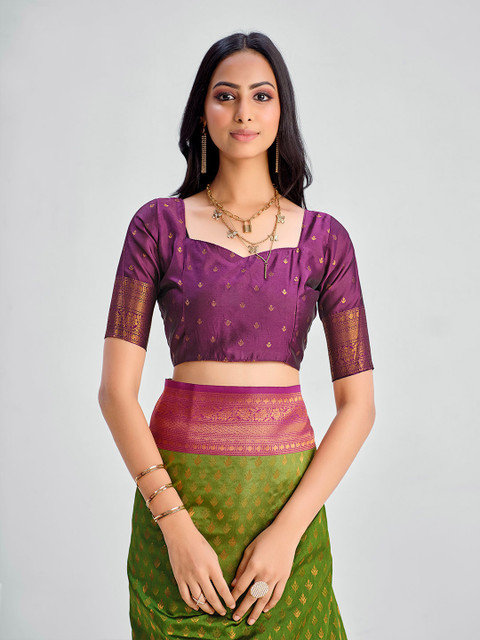 Sangria Ethnic Motifs Woven Design Zari Saree - Image 6