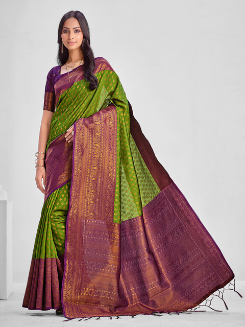 Sangria Ethnic Motifs Woven Design Zari Saree - Image 2