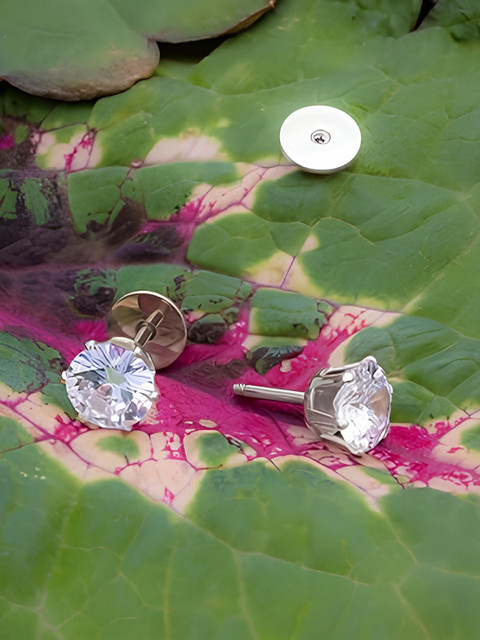 KARISHMA KREATIONS Men Silver Plated Studs Stainless Steel Earrings