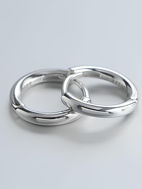 KARISHMA KREATIONS Men Silver-Plated Stainless Steel Hoop Earrings