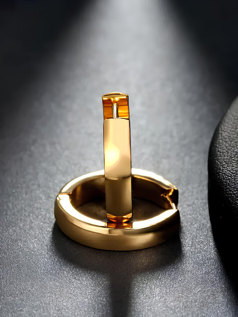 KARISHMA KREATIONS Men Gold-Plated Stainless Steel Hoop Earrings