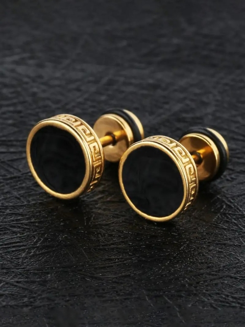 KARISHMA KREATIONS Men Gold Plated Stainless Steel Studs Earrings