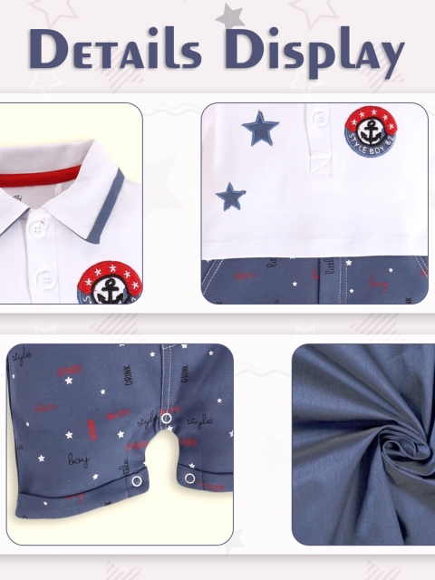 BABY GO Infant Boys Printed Cotton Rompers - Image 5
