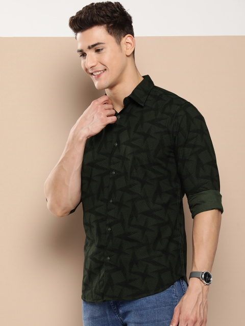HERE&NOW Men Slim Fit Geometric Printed Casual Shirt - Image 4
