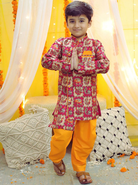 BownBee Boys Graphic Printed Ethnic Sherwani Set