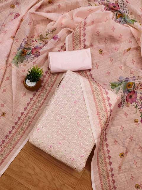 KALINI Geometric Embroidered Sequined Unstitched Dress Material