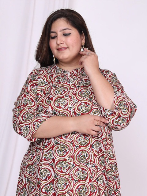 Swasti Plus Size Floral Printed Fit and Flare Midi Dress - Image 7