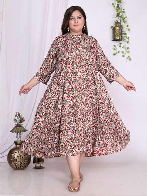Swasti Plus Size Floral Printed Fit and Flare Midi Dress - Image 6