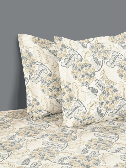 SWAYAM Brown Veda Floral Print 160 TC Cotton Double Bedsheet Set - Image 4